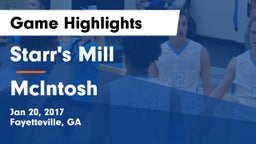 Starr's Mill  vs McIntosh  Game Highlights - Jan 20, 2017