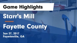 Starr's Mill  vs Fayette County Game Highlights - Jan 27, 2017