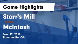 Starr's Mill  vs McIntosh  Game Highlights - Jan. 19, 2018