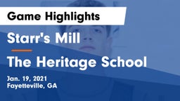 Starr's Mill  vs The Heritage School Game Highlights - Jan. 19, 2021