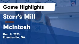 Starr's Mill  vs McIntosh  Game Highlights - Dec. 8, 2023