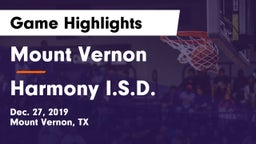Mount Vernon  vs Harmony I.S.D. Game Highlights - Dec. 27, 2019
