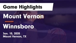 Mount Vernon  vs Winnsboro  Game Highlights - Jan. 10, 2020