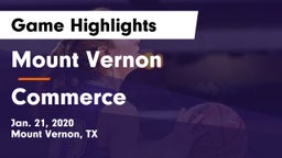 Mount Vernon  vs Commerce Game Highlights - Jan. 21, 2020