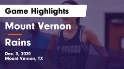 Mount Vernon  vs Rains  Game Highlights - Dec. 3, 2020