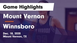 Mount Vernon  vs Winnsboro Game Highlights - Dec. 18, 2020
