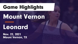 Mount Vernon  vs Leonard  Game Highlights - Nov. 22, 2021