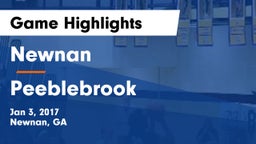Newnan  vs Peeblebrook  Game Highlights - Jan 3, 2017