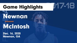 Newnan  vs McIntosh  Game Highlights - Dec. 16, 2020