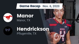 Recap: Manor  vs. Hendrickson  2020