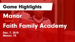 Manor  vs Faith Family Academy Game Highlights - Dec. 7, 2018