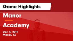 Manor  vs Academy Game Highlights - Dec. 5, 2019