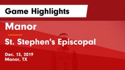 Manor  vs St. Stephen's Episcopal  Game Highlights - Dec. 13, 2019