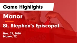 Manor  vs St. Stephen's Episcopal  Game Highlights - Nov. 23, 2020