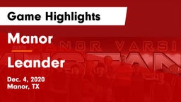Manor  vs Leander  Game Highlights - Dec. 4, 2020