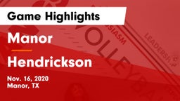 Manor  vs Hendrickson  Game Highlights - Nov. 16, 2020