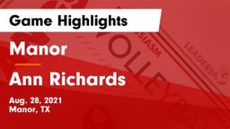 Manor  vs Ann Richards  Game Highlights - Aug. 28, 2021