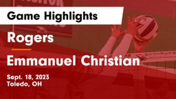 Rogers  vs Emmanuel Christian  Game Highlights - Sept. 18, 2023