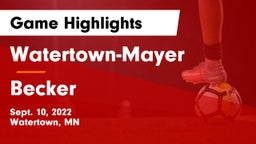 Watertown-Mayer  vs Becker  Game Highlights - Sept. 10, 2022