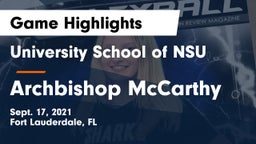 University School of NSU vs Archbishop McCarthy  Game Highlights - Sept. 17, 2021