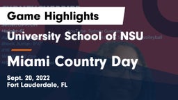 University School of NSU vs Miami Country Day  Game Highlights - Sept. 20, 2022