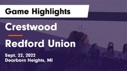 Crestwood  vs Redford Union Game Highlights - Sept. 22, 2022