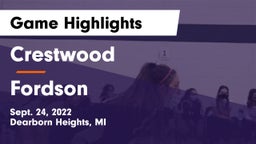 Crestwood  vs Fordson  Game Highlights - Sept. 24, 2022