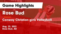Rose Bud  vs Conway Christian girls Volleyball Game Highlights - Aug. 23, 2022