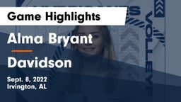 Alma Bryant  vs Davidson  Game Highlights - Sept. 8, 2022