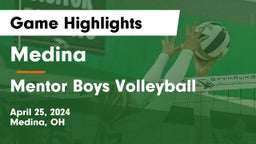 Medina  vs Mentor  Boys Volleyball Game Highlights - April 25, 2024