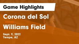 Corona del Sol  vs Williams Field  Game Highlights - Sept. 9, 2022