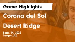 Corona del Sol  vs Desert Ridge  Game Highlights - Sept. 14, 2022