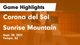 Corona del Sol  vs Sunrise Mountain  Game Highlights - Sept. 30, 2022