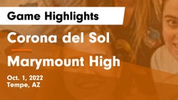 Corona del Sol  vs Marymount High Game Highlights - Oct. 1, 2022