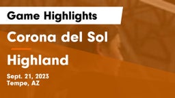 Corona del Sol  vs Highland  Game Highlights - Sept. 21, 2023