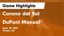 Corona del Sol  vs DuPont Manual  Game Highlights - Sept. 30, 2023
