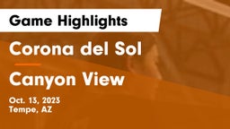 Corona del Sol  vs Canyon View  Game Highlights - Oct. 13, 2023