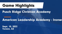 Pusch Ridge Christian Academy  vs American Leadership Academy - Ironwood Game Highlights - Sept. 10, 2022