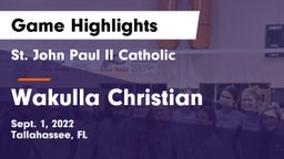 St. John Paul II Catholic  vs Wakulla Christian Game Highlights - Sept. 1, 2022