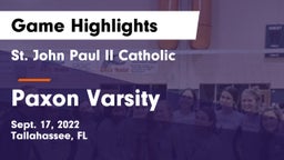 St. John Paul II Catholic  vs Paxon Varsity Game Highlights - Sept. 17, 2022