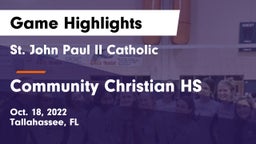 St. John Paul II Catholic  vs Community Christian HS Game Highlights - Oct. 18, 2022