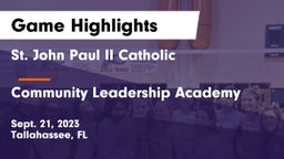 St. John Paul II Catholic  vs Community Leadership Academy Game Highlights - Sept. 21, 2023