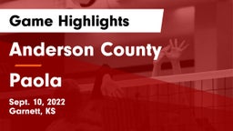 Anderson County  vs Paola Game Highlights - Sept. 10, 2022