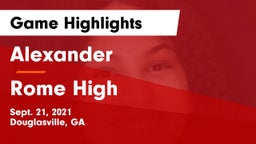 Alexander  vs Rome High Game Highlights - Sept. 21, 2021