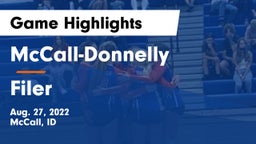 McCall-Donnelly  vs Filer  Game Highlights - Aug. 27, 2022