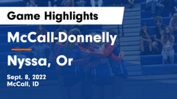 McCall-Donnelly  vs Nyssa, Or Game Highlights - Sept. 8, 2022