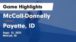 McCall-Donnelly  vs Payette, ID Game Highlights - Sept. 13, 2022