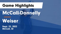 McCall-Donnelly  vs Weiser  Game Highlights - Sept. 22, 2022