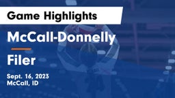 McCall-Donnelly  vs Filer  Game Highlights - Sept. 16, 2023