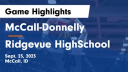 McCall-Donnelly  vs Ridgevue HighSchool Game Highlights - Sept. 23, 2023